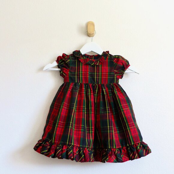 NEW! Ralph Lauren Plaid Tartan Dress with Bloomers Holiday Red Baby 18 Months - Picture 1 of 8